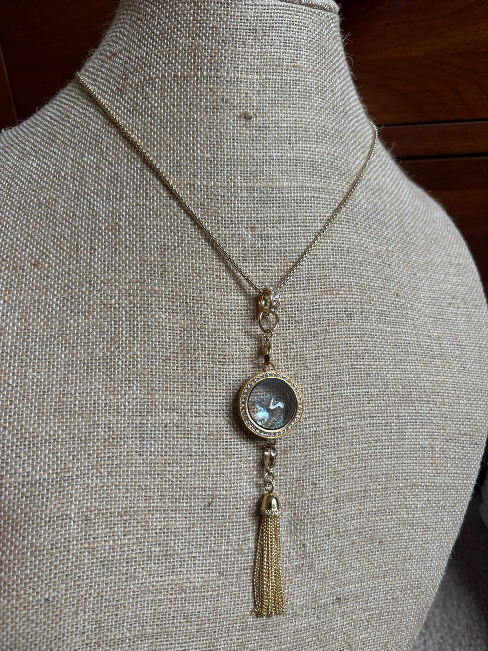 Origami Owl Snowflake Crystal Medium Gold Locket Set